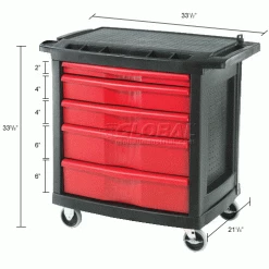 Rubbermaid FG773488BLA 5 Drawer Mobile Work Center 46 Rubbermaid FG773488BLA 5 Drawer Mobile Work Center -Tool Storage best sale 750260 1dim