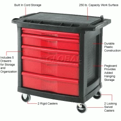 Rubbermaid FG773488BLA 5 Drawer Mobile Work Center 39 Rubbermaid FG773488BLA 5 Drawer Mobile Work Center -Tool Storage best sale 750260 1wco