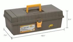 Plano Molding 100-000 Toolbox No Tray 15-3/8"L x 7-3/4"W x 5-1/4"H Gray - Pkg Qty 4 -Tool Storage best sale B2277506IN dim