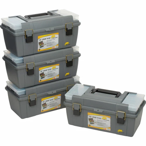 Plano Molding 652-009 Toolbox with Tray and (2) compartment boxes 20-1/4"L x 10-7/8"W x 9-1/8"H Gray - Pkg Qty 4 3 Plano Molding 652-009 Toolbox with Tray and (2) compartment boxes 20-1/4"L x 10-7/8"W x 9-1/8"H Gray - Pkg Qty 4