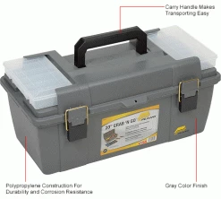 Plano Molding 652-009 Toolbox with Tray and (2) compartment boxes 20-1/4"L x 10-7/8"W x 9-1/8"H Gray - Pkg Qty 4 29 Plano Molding 652-009 Toolbox with Tray and (2) compartment boxes 20-1/4"L x 10-7/8"W x 9-1/8"H Gray - Pkg Qty 4 -Tool Storage best sale B2277508IN 1wco