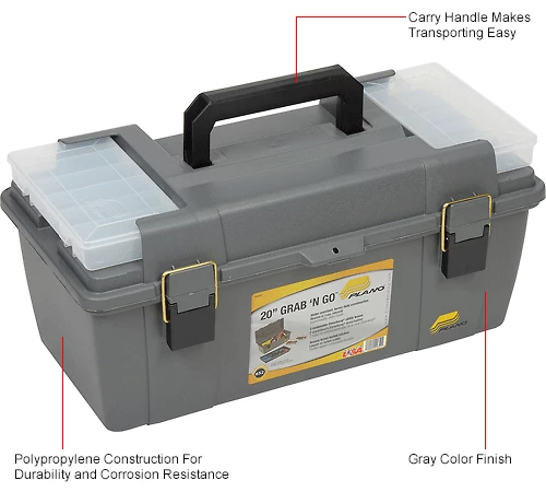 Plano Molding 652-009 Toolbox with Tray and (2) compartment boxes 20-1/4"L x 10-7/8"W x 9-1/8"H Gray - Pkg Qty 4 14 Plano Molding 652-009 Toolbox with Tray and (2) compartment boxes 20-1/4"L x 10-7/8"W x 9-1/8"H Gray - Pkg Qty 4 - Image 12