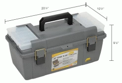 Plano Molding 652-009 Toolbox with Tray and (2) compartment boxes 20-1/4"L x 10-7/8"W x 9-1/8"H Gray - Pkg Qty 4 32 Plano Molding 652-009 Toolbox with Tray and (2) compartment boxes 20-1/4"L x 10-7/8"W x 9-1/8"H Gray - Pkg Qty 4 -Tool Storage best sale B2277508IN dim