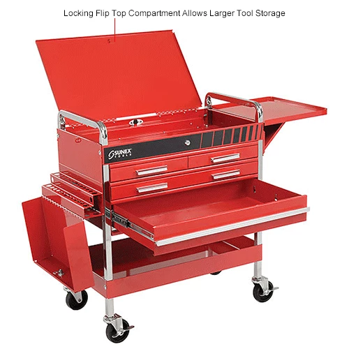 Sunex Tools 8013ADELUXE 4 Drawer Deluxe Red Tool Cart W/ Locking Top & Drawers 18 Sunex Tools 8013ADELUXE 4 Drawer Deluxe Red Tool Cart W/ Locking Top & Drawers - Image 16
