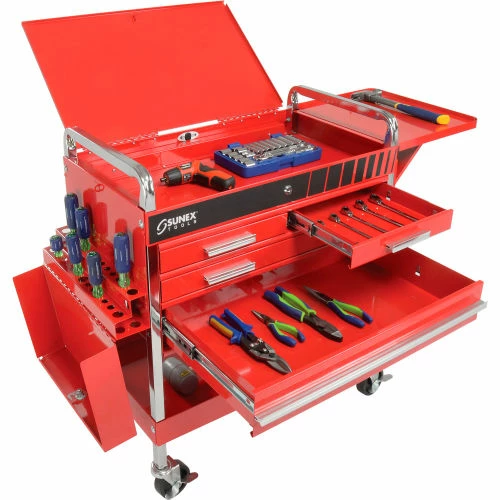 Sunex Tools 8013ADELUXE 4 Drawer Deluxe Red Tool Cart W/ Locking Top & Drawers 6 Sunex Tools 8013ADELUXE 4 Drawer Deluxe Red Tool Cart W/ Locking Top & Drawers - Image 4