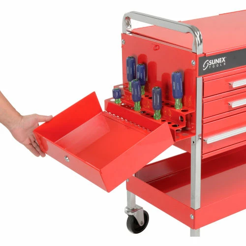 Sunex Tools 8013ADELUXE 4 Drawer Deluxe Red Tool Cart W/ Locking Top & Drawers 8 Sunex Tools 8013ADELUXE 4 Drawer Deluxe Red Tool Cart W/ Locking Top & Drawers - Image 6