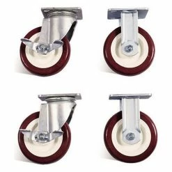 Knaack 516 6" Poly Caster Set w/ Brakes, Non-Marking Polyurethane, Black/Silver