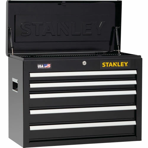 Stanley® 300 Series Tool Chest W/ 5 Drawers, 26"W x 12"D x 20-1/2"H, Black 3 Stanley® 300 Series Tool Chest W/ 5 Drawers, 26"W x 12"D x 20-1/2"H, Black